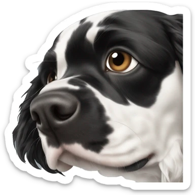 happy black and white english cocker spaniel with nose spots  sticker
