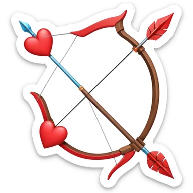 red bow and arrow with heart sticker