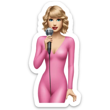 taylor swift in pink bodysuit holding a microphone  sticker
