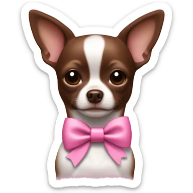 Chihuahua chocolate Brown with White Stroke on the forhead and a pink bow  sticker