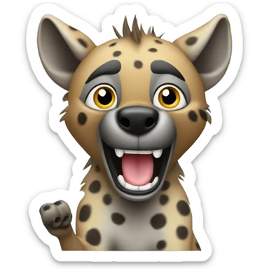 Hyena animal waving with paw  sticker