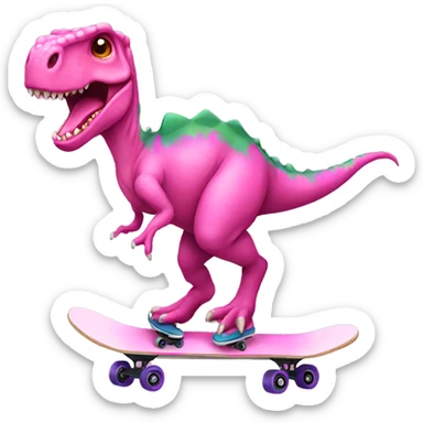 Dinosaur wearing a pink bow skateboarding  sticker