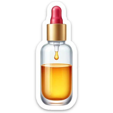 beauty serum bottle with a transparent section showing liquid level sticker