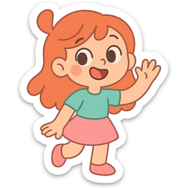 cute girl, pastel toon style sticker
