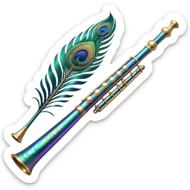 Peacock feather flute sticker