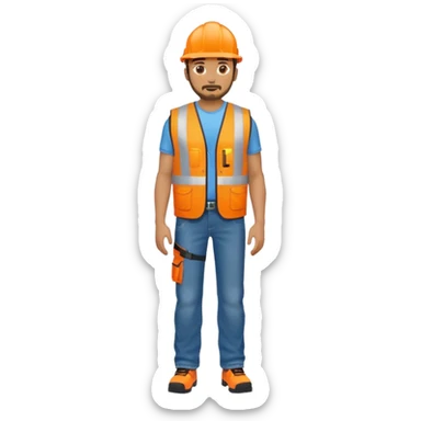 man in orange hi vis vest and jeans, standing full body sticker
