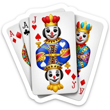 bunch of poker cards, with jolly jokers inside sticker