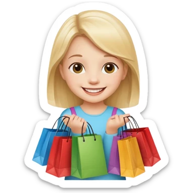 A little girl (he usually calls her baby), who is obsessed with shopping and luxury brands and holds a dozen of bags sticker