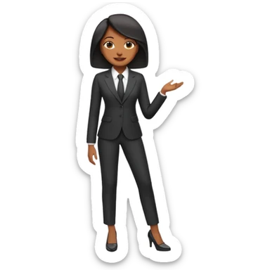 black woman in a smart suit and shoes, professional confident full body emoji style sticker