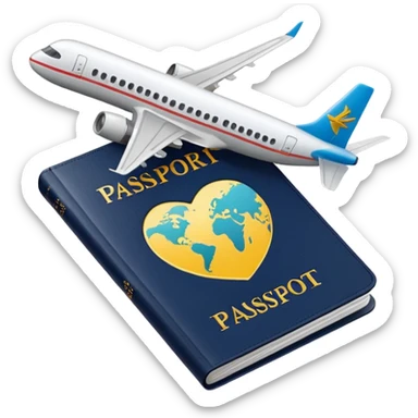 passport and airplane tickets, Apple emoji style, colors #173e12 and #c1a793, no text sticker