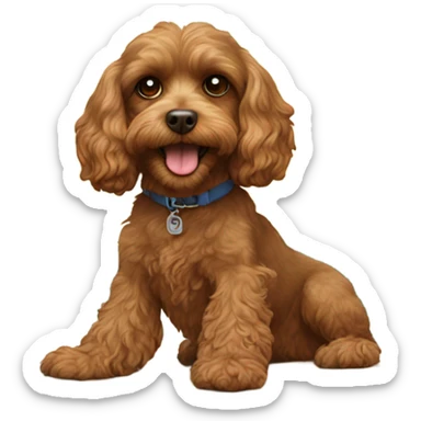 Brown cavoodle on surf board  sticker