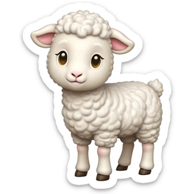 cinematic-[realistic lamb]-realistic-full-body-standing-emoji,-tail-flicking-lazily,-head-tilted-dramatically,-curly-[white]-fur,-simplified-yet-realistic-focused-features,-highly-detailed,-glowing-with-an-almost-sarcastic-glow sticker