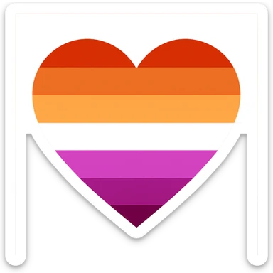 lesbian pride flag, heart shape, bold colors, no text sticker