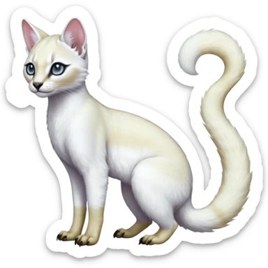 Colorful dark tropical pearly-albino-white iridescent glorious divine exotic cute cool beautiful shiny beautiful fantasy-caracal-civet-genet-sergal-vernid-Cacomistle-oncilla-animal-Fakémon-hybrid-fursona (full body) sticker
