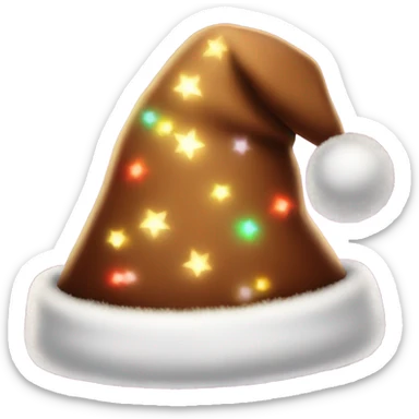 brown santa claus hat with shimmering garland sticker