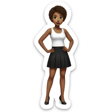 red hired girl in white tank top black skirt and heels sticker
