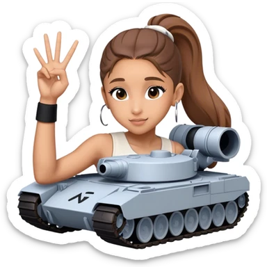 Ariana grande with ok doing sign and "ryu" written on toptank sticker