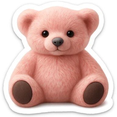 Make the teddy bear's fur a mix of realistic pink and white with soft lighting. Remove the background to make it transparent. sticker