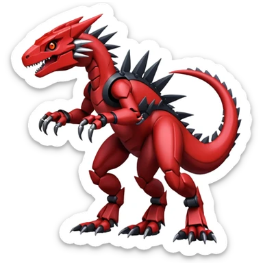 Cool Edgy Black Red Digimon-Fakemon-Guilmon-Velociraptor-Dragon-Mecha full body sticker