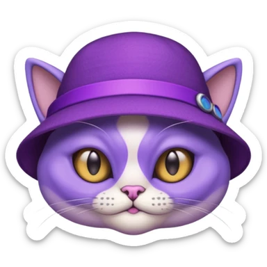 purple alien cat with no fur, and spectacles and hat sticker