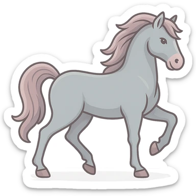 Edit the horse symbol of the year in Feng Shui, Chinese Eastern style with thin clean contours, soft rounded shapes, pastel palette #98B5BC, #B5B3C1, #C9A3C9, #E4C0CA, #F7DCD1, #F7C0AA, detailed shadows and highlights, soft lighting, transparent background, less cute, no decorative elements. Silhouette and appearance as in the reference. sticker