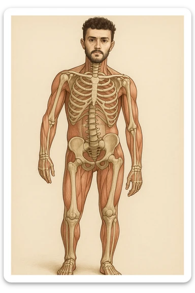 Uomo con problemi di asimmetrie e bacino inclinato, visione anatomica senza scritte sticker