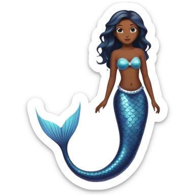 full body black mermaid with dark skin and fish tail sticker