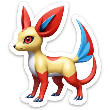  Cute Shiny Exotic Colorful Guilmon-Latias-Koraidon-Umbreon-Fakémon-hybrid-creature (full body)  sticker