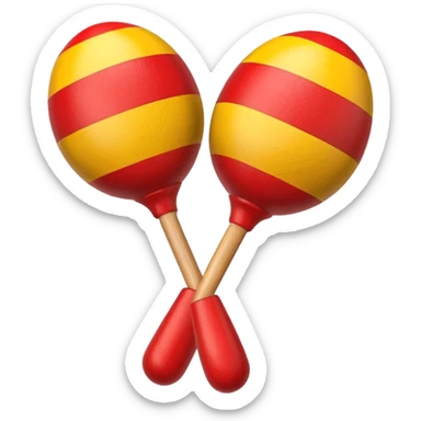 A pair of wooden maracas painted with bright red and yellow stripes.

 sticker