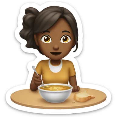Girl eat onion soup  sticker
