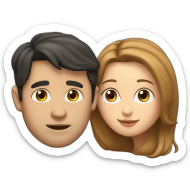 White Man with short dark hair kissing white woman with long brown hair sticker