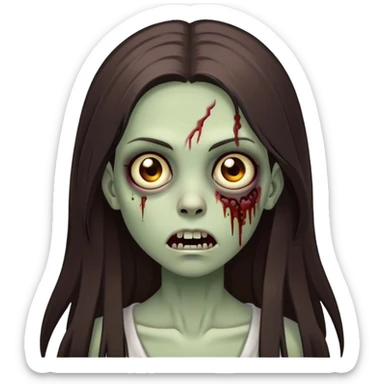 girl zombie with long dark brown straight hair sticker