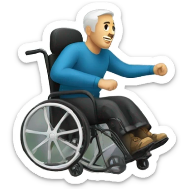 Man in wheelchair rolling down mountain sticker