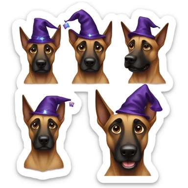 malinois dog with wizard  sticker