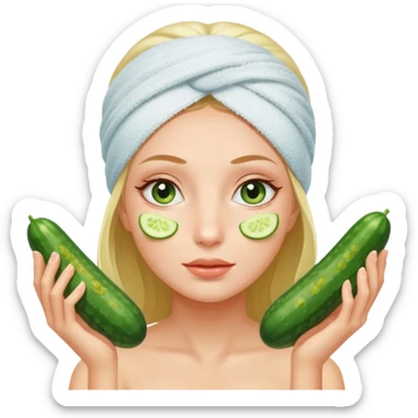 spa gurl with cucumbers in her eyes.  sticker