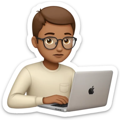 programmer emoji with laptop, pondering sticker