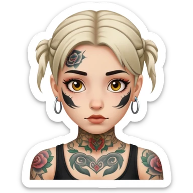 girl with face tattoos, neutral expression sticker
