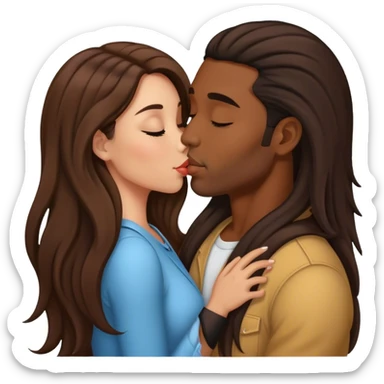 Black man kissing a long hair brunette woman sticker