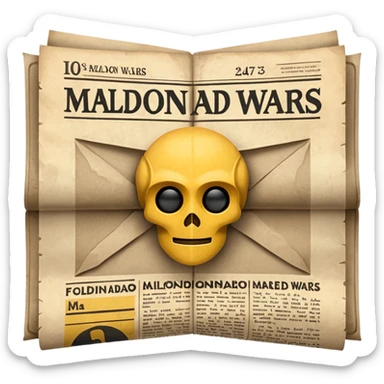 a newspaper that reads MALDONADO WARS sticker