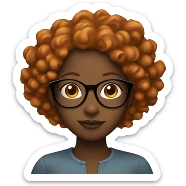 black girl with curly ginger hair and glasses sticker