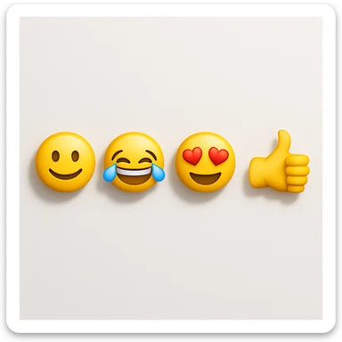 make four emojis on white background with good amount of shadow  sticker