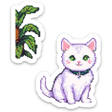 pixel art of a cute cat saying hello sticker