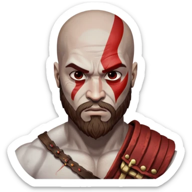 Visage de Kratos du jeu PlayStation a la perfection, c'est a dire que la marque rouge doit partir jusqu'à l'arrière du crâne  sticker