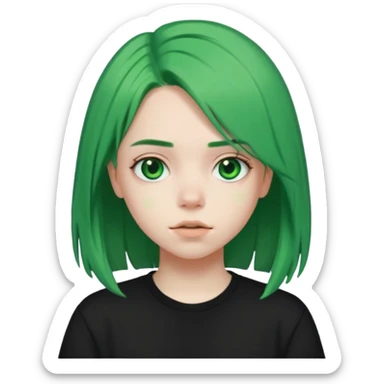 A teenager who looks like Billie Eilish when she had green hair sticker