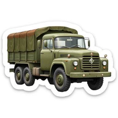 ZIL 130 Soviet military truck with iconic cabin design and flatbed sticker