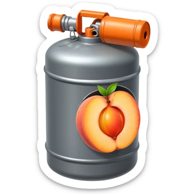 gas canister inside a cut open peach  sticker
