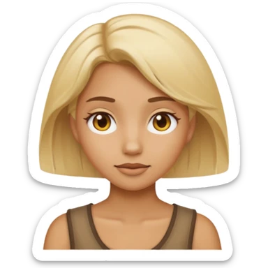 tan girl with light blonde hair neutral expression emoji style sticker