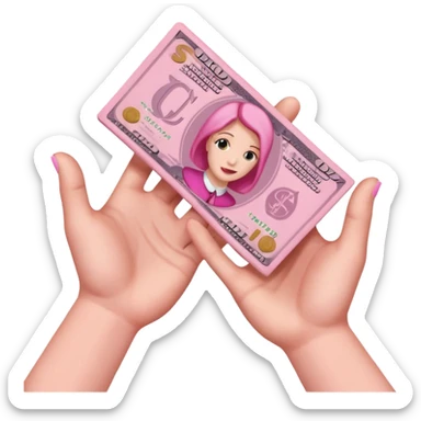 just hand handling pink money to someone sticker