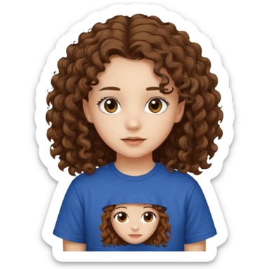 Brown eyes, long curly brown hair straykids t-shirt girl sticker