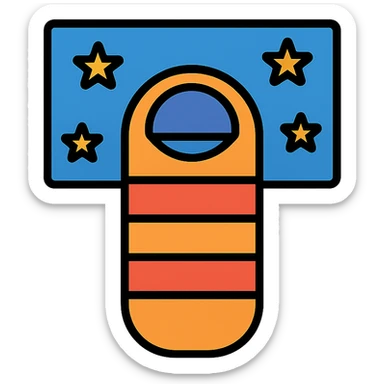 a sleeping bag under the stars sticker